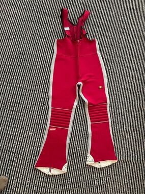 Vintage Ellesse Red Ski Overalls with White Trim made in Italy